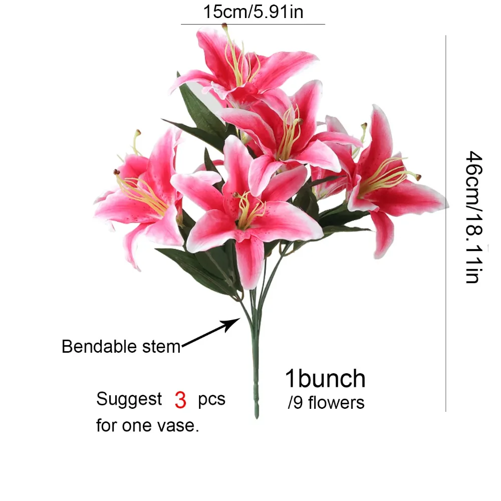 مقلد 9 رئيس الزنابق الكبيرة العطور الزنابق النمر بساتين الفاكهة الزهور الاصطناعية وضعت غرفة المعيشة ديكورات منزلية لحفل الزفاف هدايا