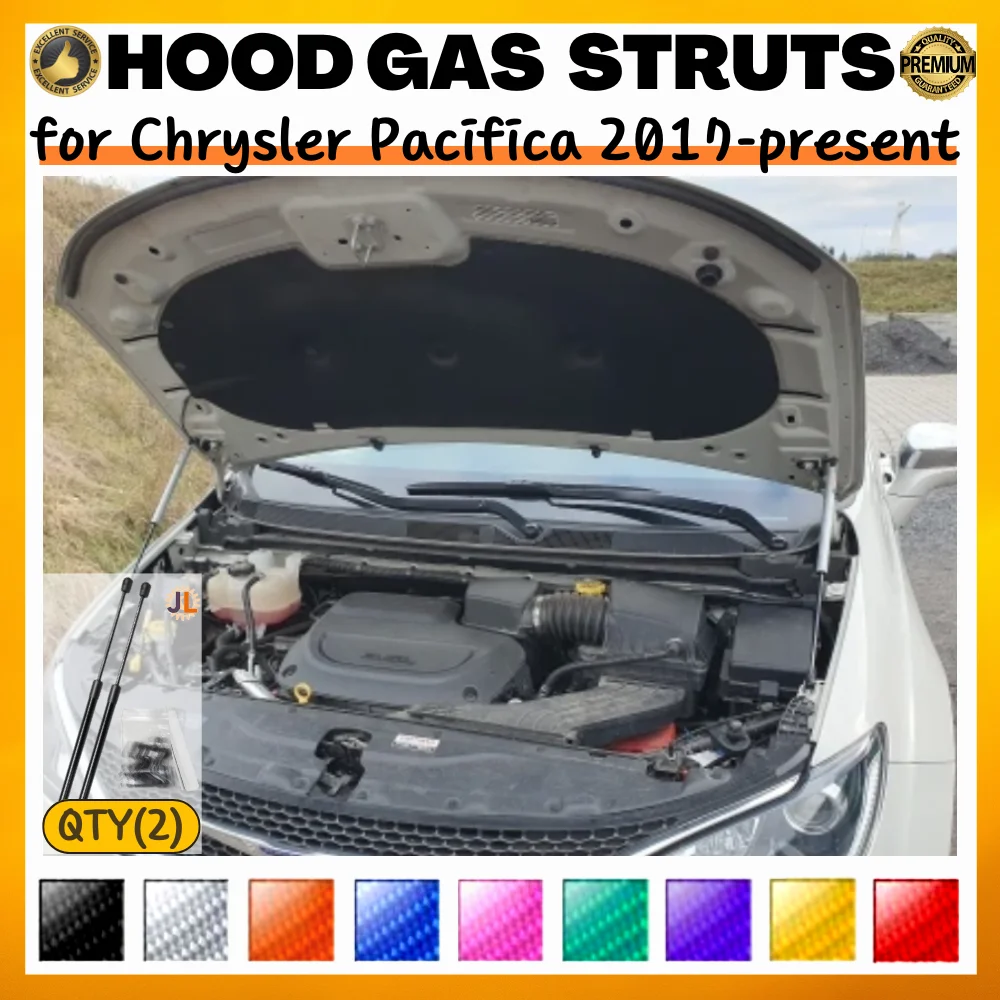 

Комплект из 2 амортизаторов капота для Chrysler Pacifica 2017-наст. время, передние газовые пружины из углеродного волокна, упоры для подъема капота, демпферы