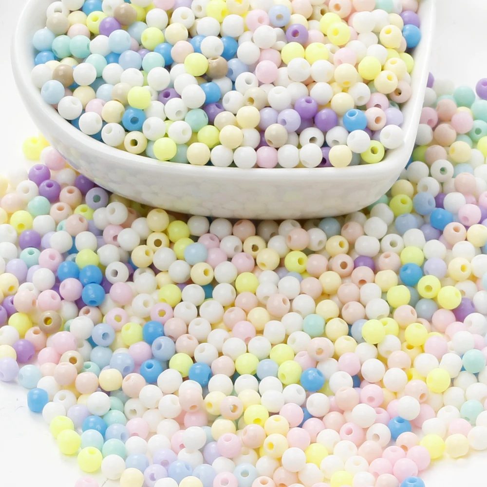 1100Pcs/pack 4mm 50g  Rainbow Acrylic Beads Mini Round Loose Beads for Making Jewelry Diy Craft Bulk Wholesale Jewelry Accessory