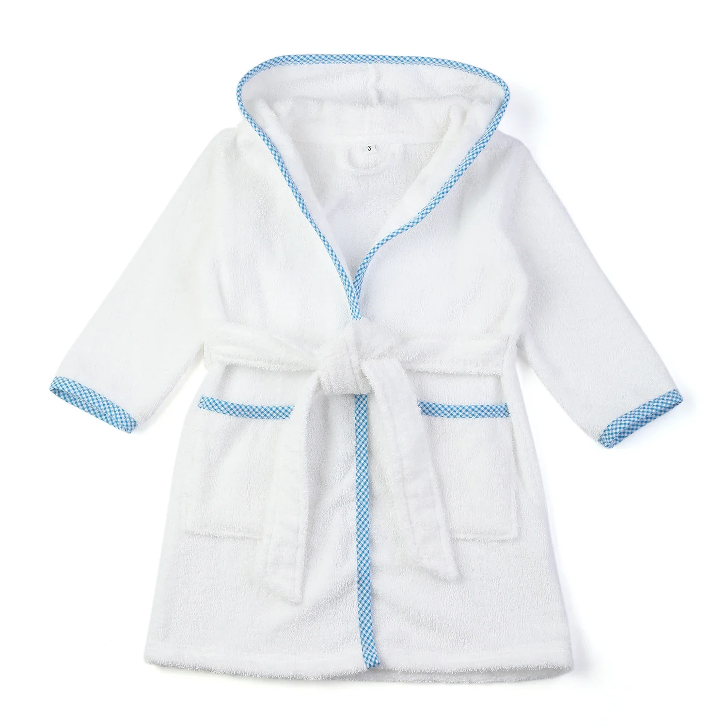 Ruffkids Wholesale 100% Cotton White Towey Pjs Kids Bath Robes Sleepwear With Belt  Hooded Pijamas Girls Boys Bathrobe Pajamas