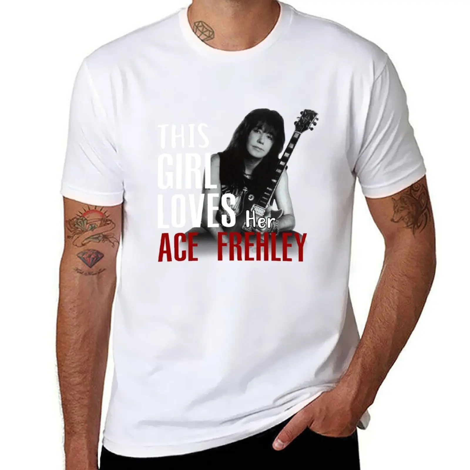 

This girl Ace Frehley T-Shirt t shirts for man slim fit black cotton t-shirt plain for man package T-Shirt