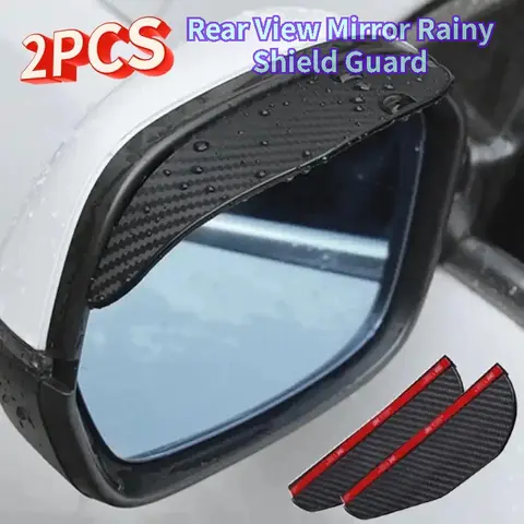 2PCS Universal Auto Rear View Mirror Rainy Shield Guard Car Rearview Mirror Rain Eyebrow Carbon Fiber Sun Visor Shade Cover