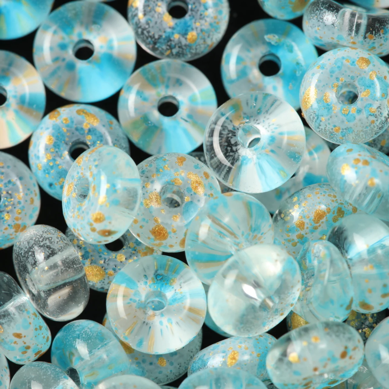 5x8mm 225pcs/bag Glass Bead Wheel Flat Gold Sprinkling Round Loose Beads for Jwelry Making DIY Accessories Handmade