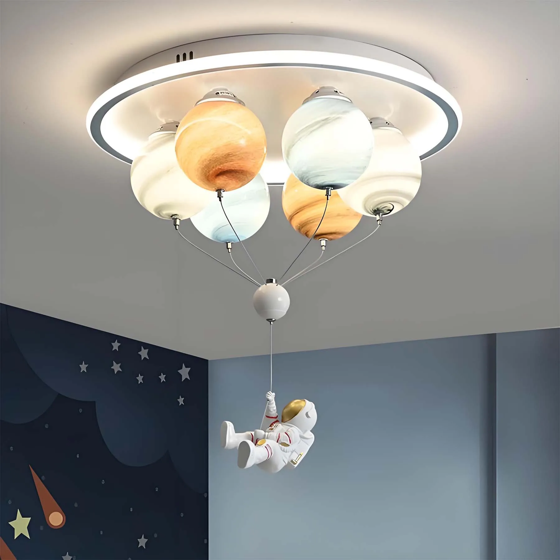 

Cartoon Planet Room Ceiling Light Boy Bedroom Light Space Hot Air Balloon Astronaut Children's Room Light