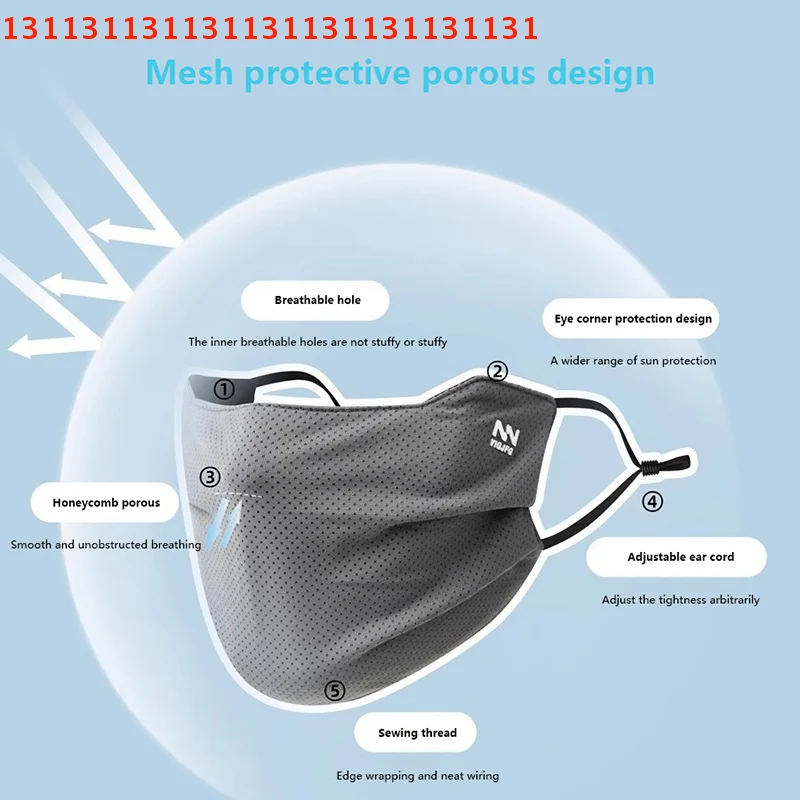 قناع وجه واقٍ من الأشعة فوق البنفسجية مسامي للرجال، درع ركوب الدراجات الصيفي القابل لإعادة الاستخدام؛ قناع بلون سادة قابل للغسل