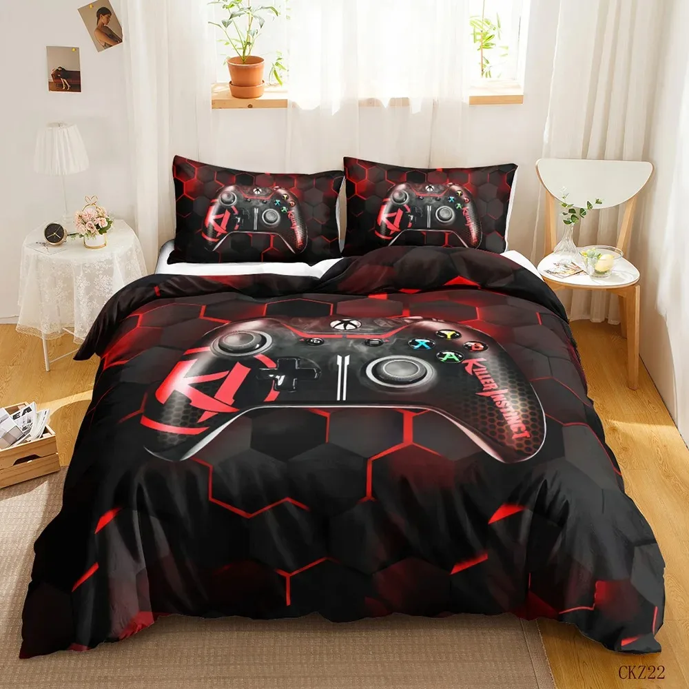 

Gamer Bedding Sets for Boy,Gamepad Controller Duvet Cover Set King Size,Video Games Comforter Cover Teens Polyester Quilt Cover