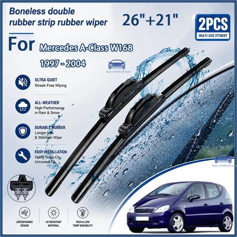 

Front Wiper Blades For Mercedes A-Class W168 1997 - 2004 Windshield Windscreen Window 26"+21" Modification parts