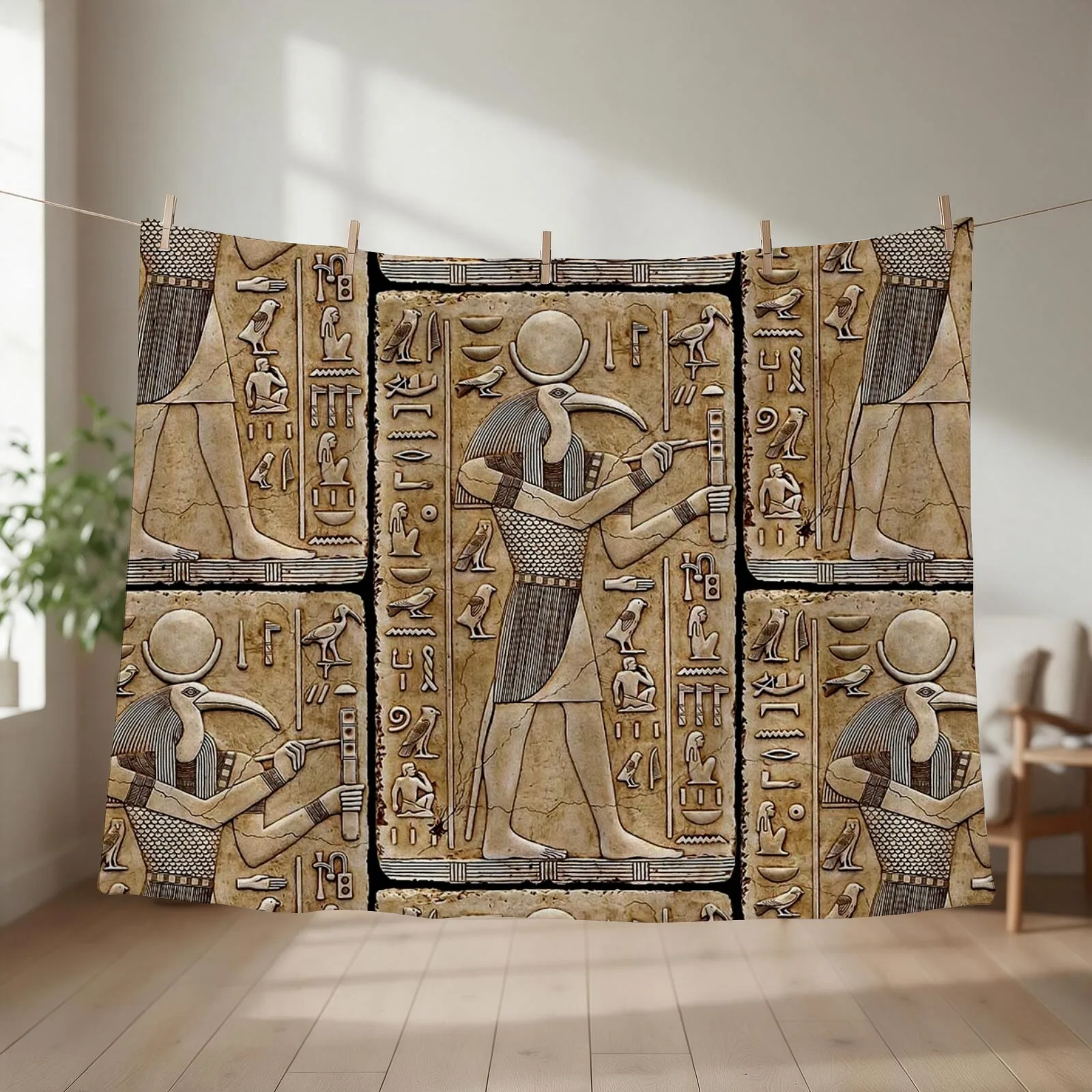 Thoth -Ancient Egyptian deity Throw Blanket couch cozy soft plush fuzzy picnic outdoor blanket