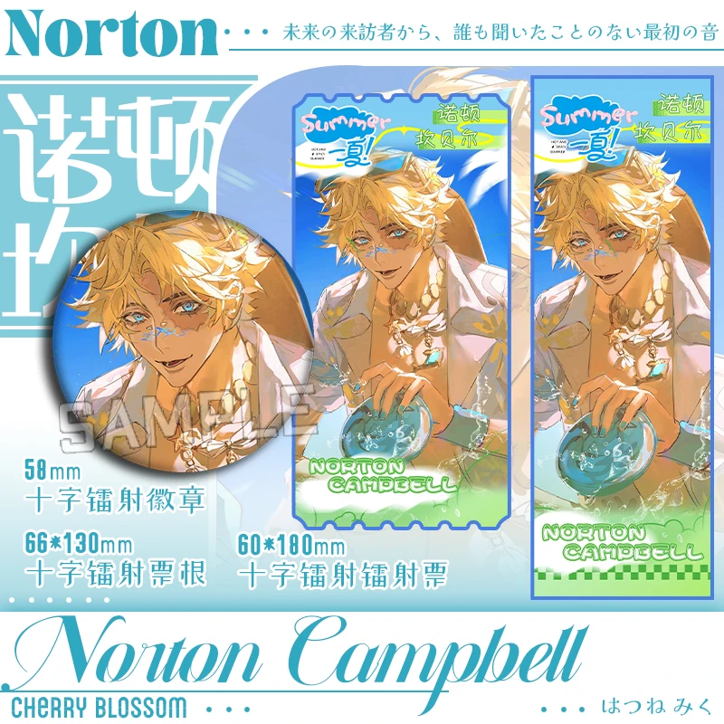 

Anime Identity Ⅴ Prospector Norton Campbell Cosplay Pendant Accessory Badge Small Card Laser Ticket Stub Xmas Birthday Gift