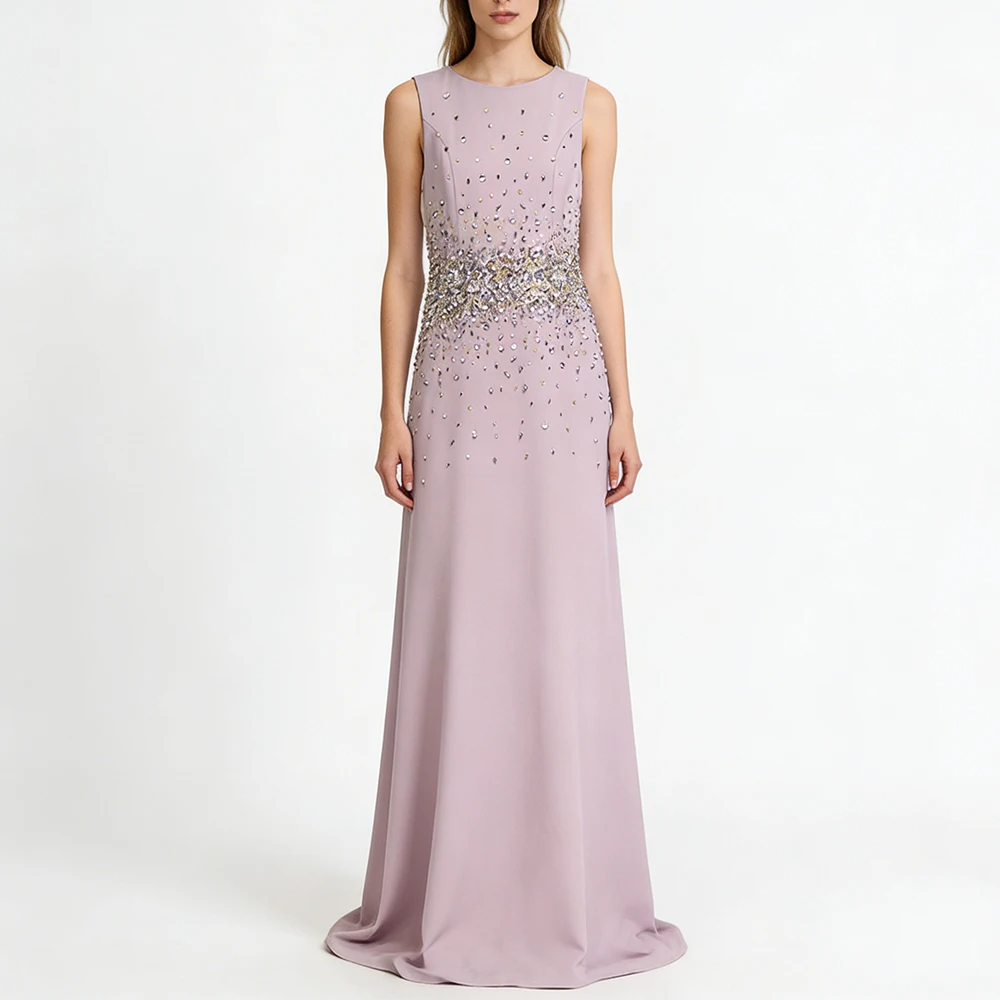 HIGH STREET Newest 2026 S/S Designer Vestido Women's Sleeveless Diamonds Beaded Maxi Long Tank Dress