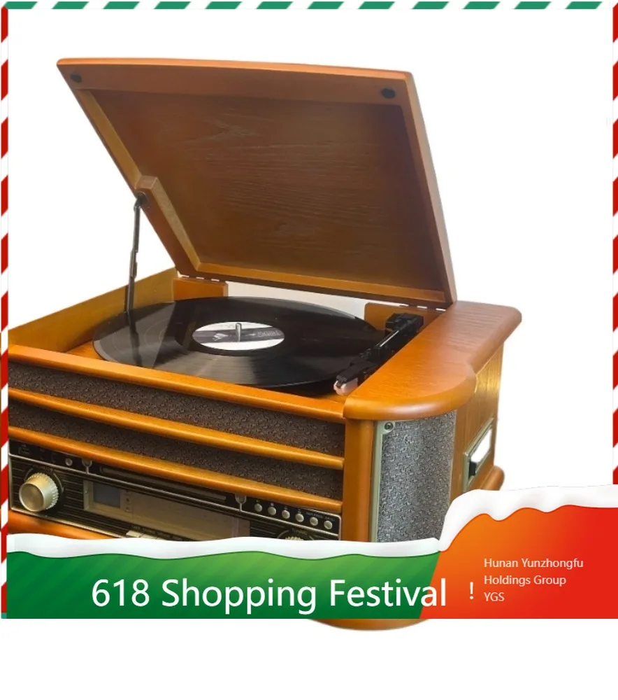 Vintage Style Vinyl Turntable Multimode Audio Player Built In Speaker For Home Entertainment And Music Collection