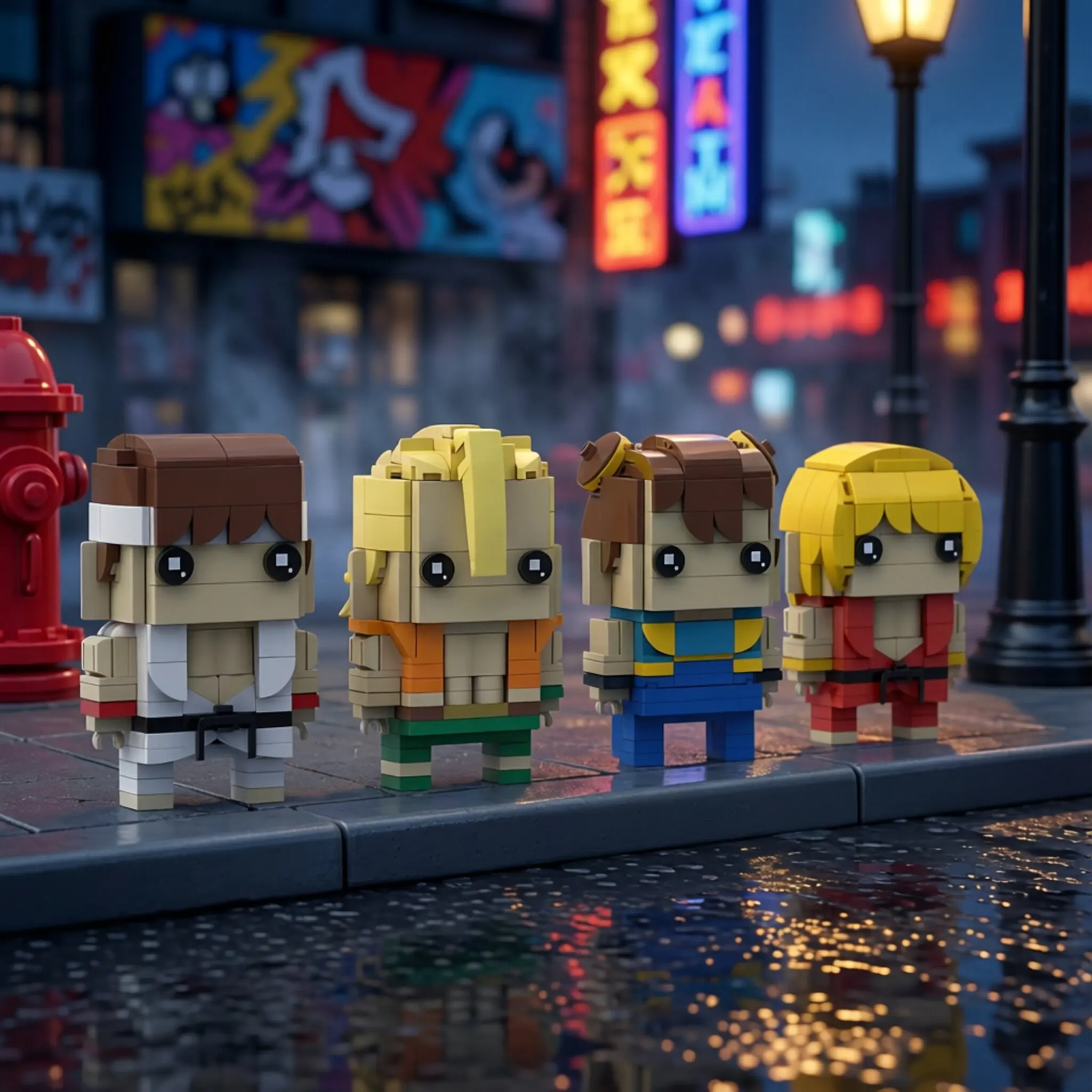 DIY Diorama Bausatz Modellbausteine Set Kinderspielzeug Bausteine Geschenke MOC Street King Chun-Li BricksHeadz Spiel KOF – Detail 1