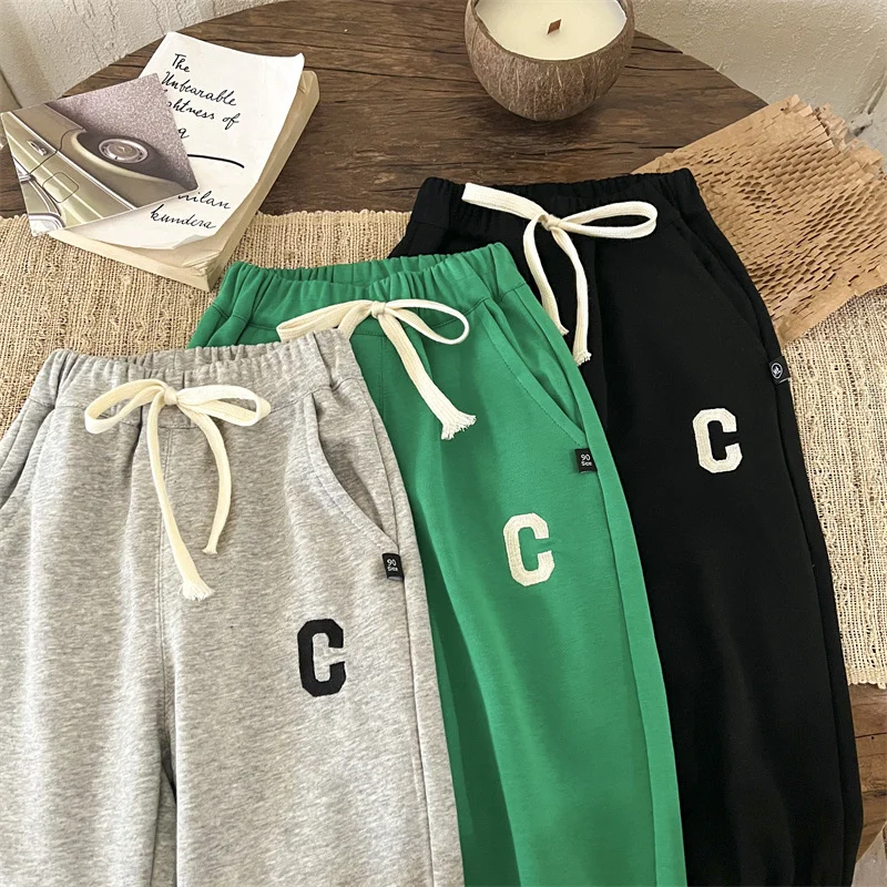 Spring Autumn Children Pants 2-10Y Boys Girls Cotton Embroidery Harem Sweatpants Trousers Korean Toddler Wear For Kids Clothing