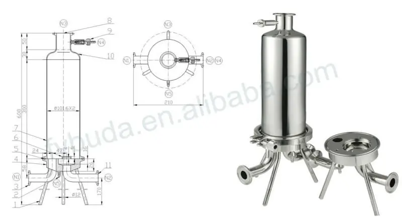 Buda Stainless Steel Food Grade Sanitary Filter Housing