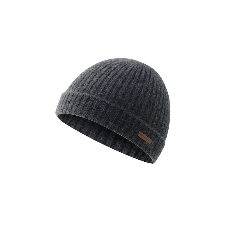 Autumn and Winter New 100% Pure Cashmere Men's Knitted Hat Solid Color Warm and Cold-Proof Fashionable Versatile Watermelon Hat