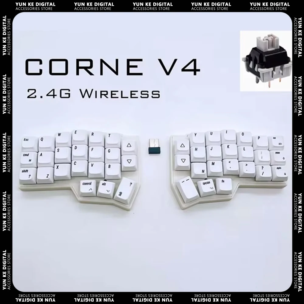 Corne V4 2.4g Split Keyboard 46 Key Hot-Swappable Ergonomic Layout Wireless Keyboard Support Vial Software Key Mapping Customize