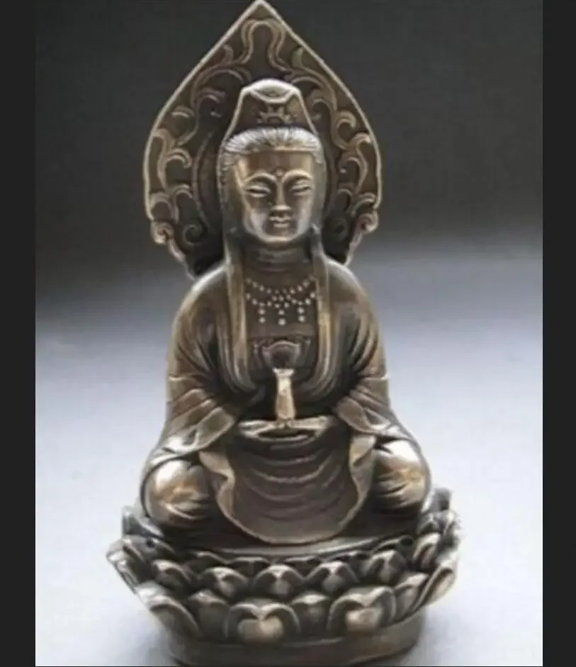 Copper Statue 14 cm * /China's copper and Tibetan Buddhism guanyin buddha statue metal handicraft Home decorations