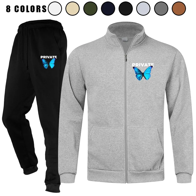 

Men's Long Sleeve 2 Piece Casual Full Zip Jogging Tracksuits Athletic Sweatsuits Sets Outfits Sportswear