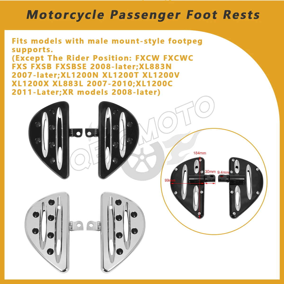 Motorcycle Passenger Pedals Footrest Rear Foot Pegs For Harley Touring Street Electra Glide Dyna Softail Sportster XL883 1200