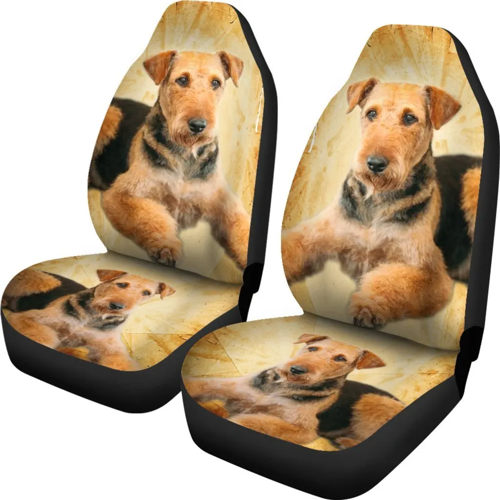 Airedale Terrier Print Car Seat Covers Set 2 Pc, Car Accessories Seat Cover