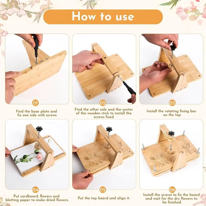 

Perfect For Home 1Set Large Wooden Flower Pressing Kit Even Pressure Flowers Pressed DIY Arts Set Making Dried Flower/Plant