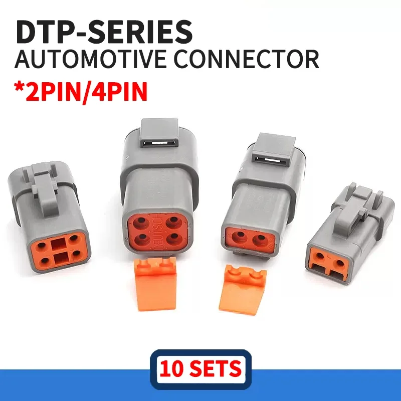 5Sets DTP06-2S Dechi type 2-hole automotive waterproof connector high current heavy-duty truck harness plug DTP04-2P