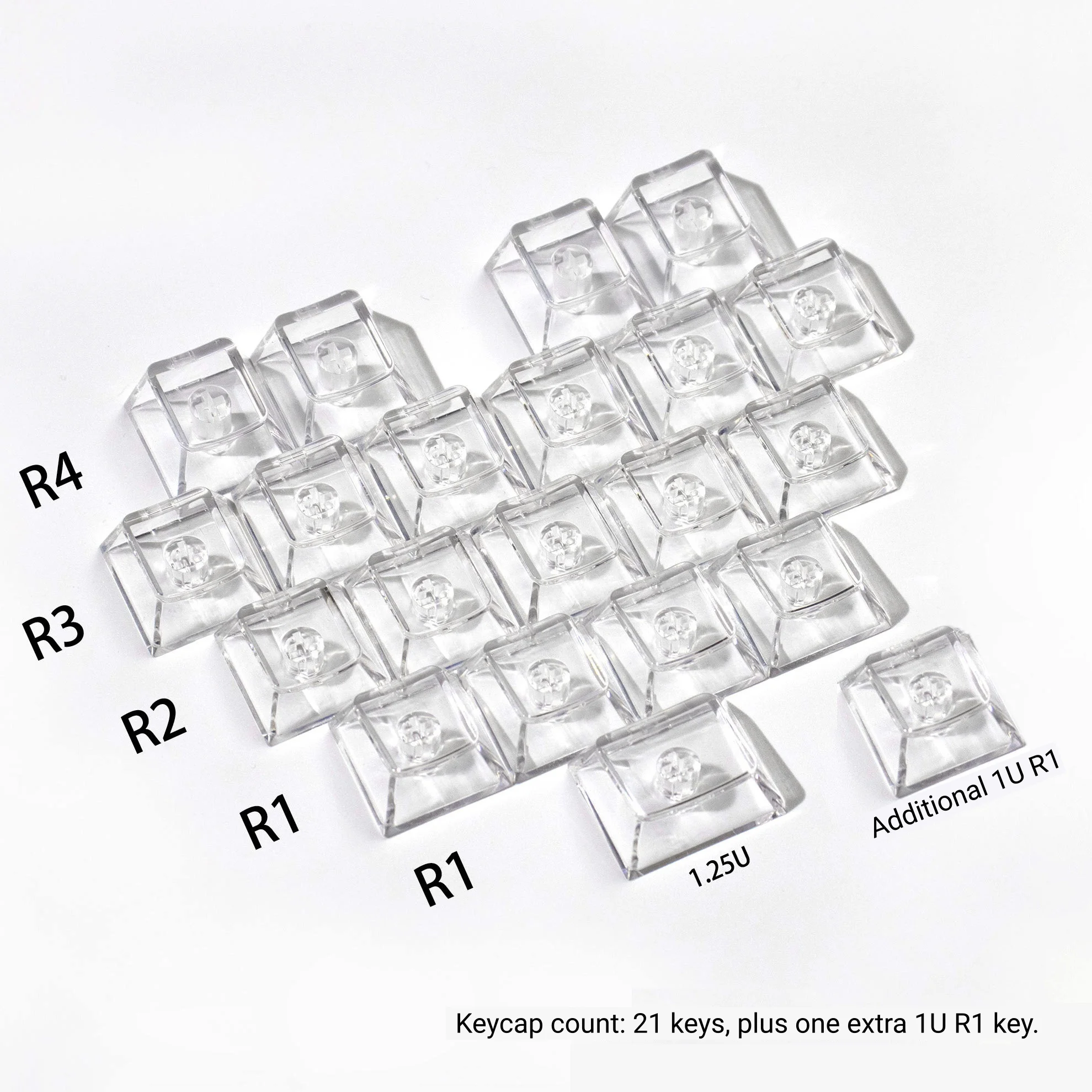 White Heart Transparent Keycaps 21 Key Set PC Material with Pad Printing OEM Profile Compatible with Wireless Magnetic Switch Me