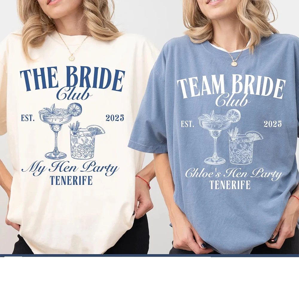 Personalized Custom Unisex Tee Team Bride Bridal Hen Party Shirts Bachelorette Party Gift Tops Cotton Y2K T-Shirts Streetwear