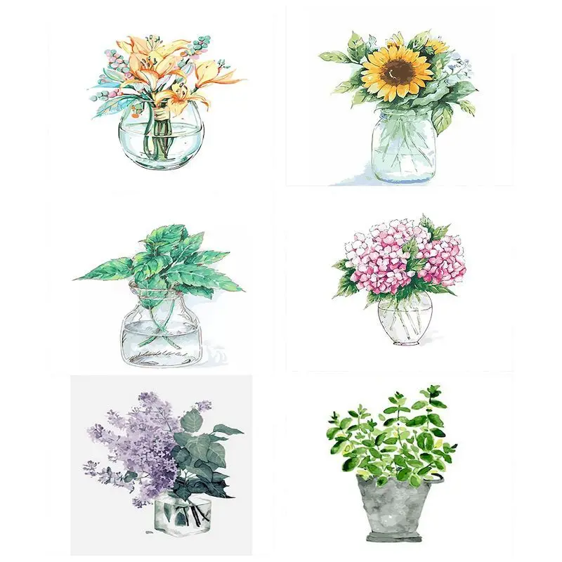 

GATYZTORY DIY Painting By Numbers Simple Vase Flowers Oil Painting HandPainted Acrylic Painting Home Decoration Unique Gift
