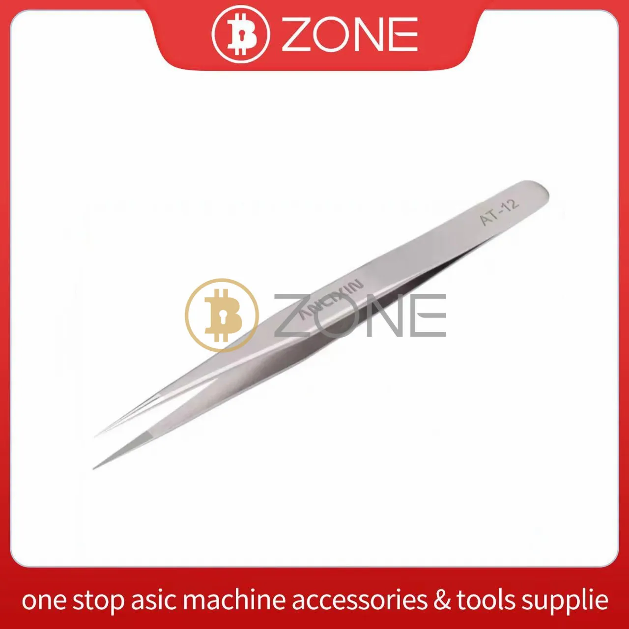 302 Stainless Steel Hardness HRC40-45 Straight Ultra-fine Tip ST-12 Tweezers For Repairing Mining Machine Clamping Chip Tweezers