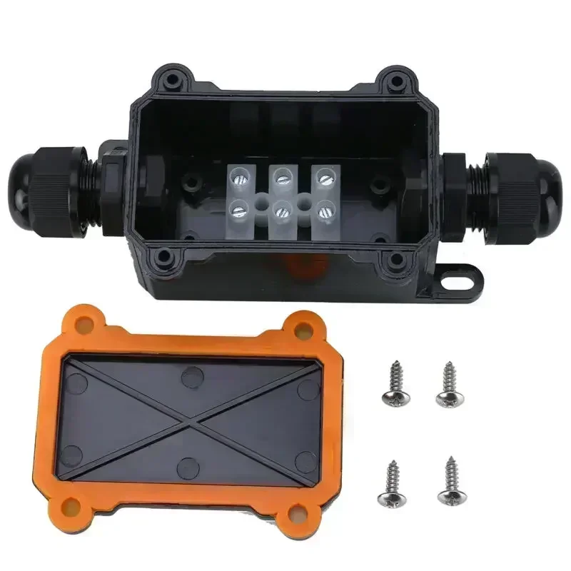 2 Way Waterproof Electrical Junction Box With Cable Wire Connector IP68 Rated PC Flame Retardant Housing PG9 Gland For Outdoor
