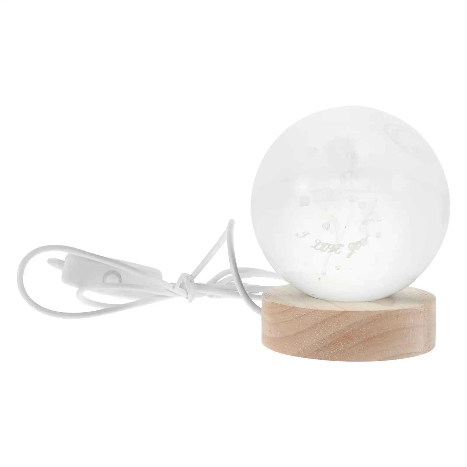

Crystal Ball Night Light Statue Figurines Lamp Household Unique Lamps With Wood Base Study Decor