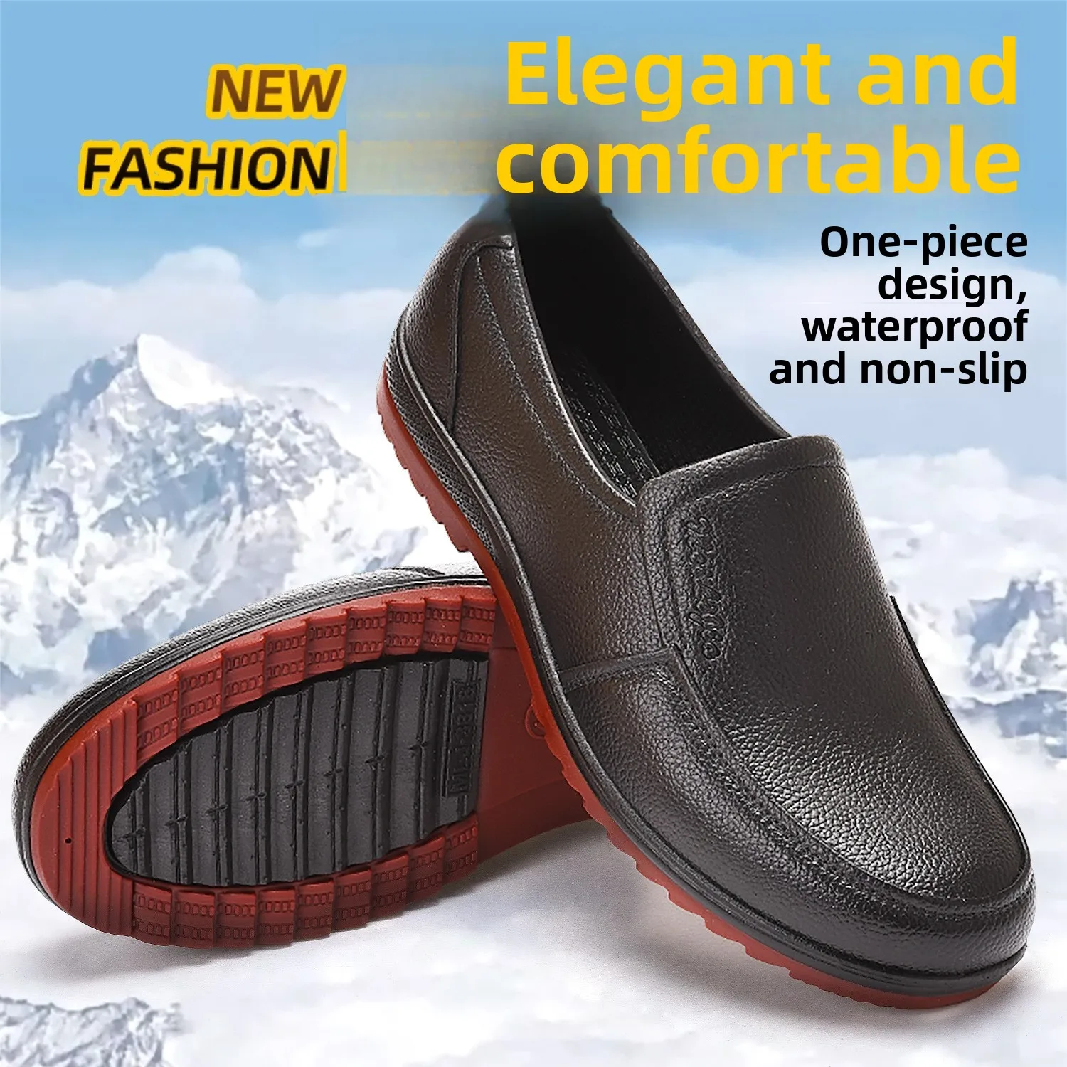 Men's Low-Top Cow Tendon Bottom Rain Boots Anti-Slip Waterproof Wear-Resistant Fishing Kitchen Work Shoes Plastic Sole view 3
