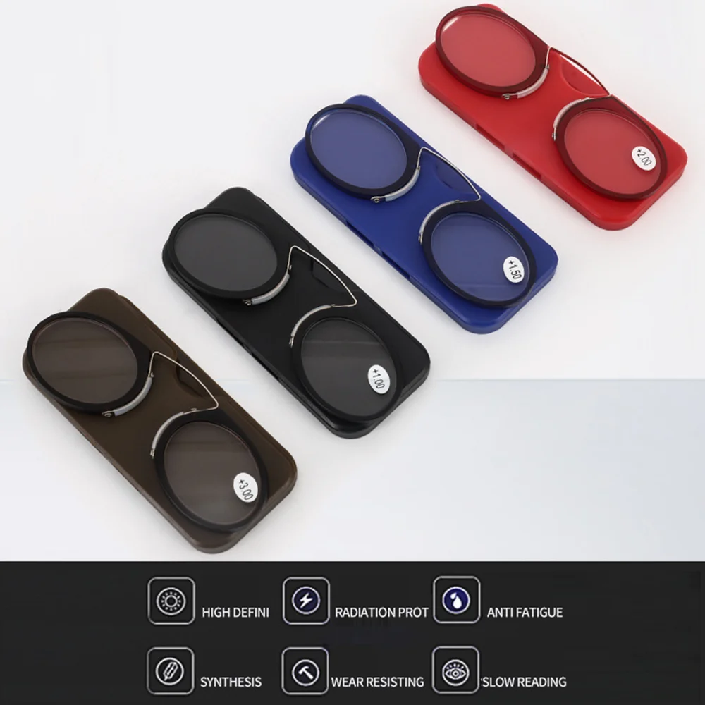 العلامة التجارية الجديدة جسر الأنف نظارات للقراءة الرجال النساء صغيرة المحمولة طويل النظر مشبك الأنف نظارات مع حافظة الديوبتر Puls 1.0 إلى + 4.0