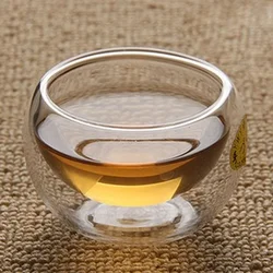 1pcsDouble Wall Clear Glass Tea Cup 50ml Layer cup,mug heat-resistant glass double cup Kung Fu tea cups