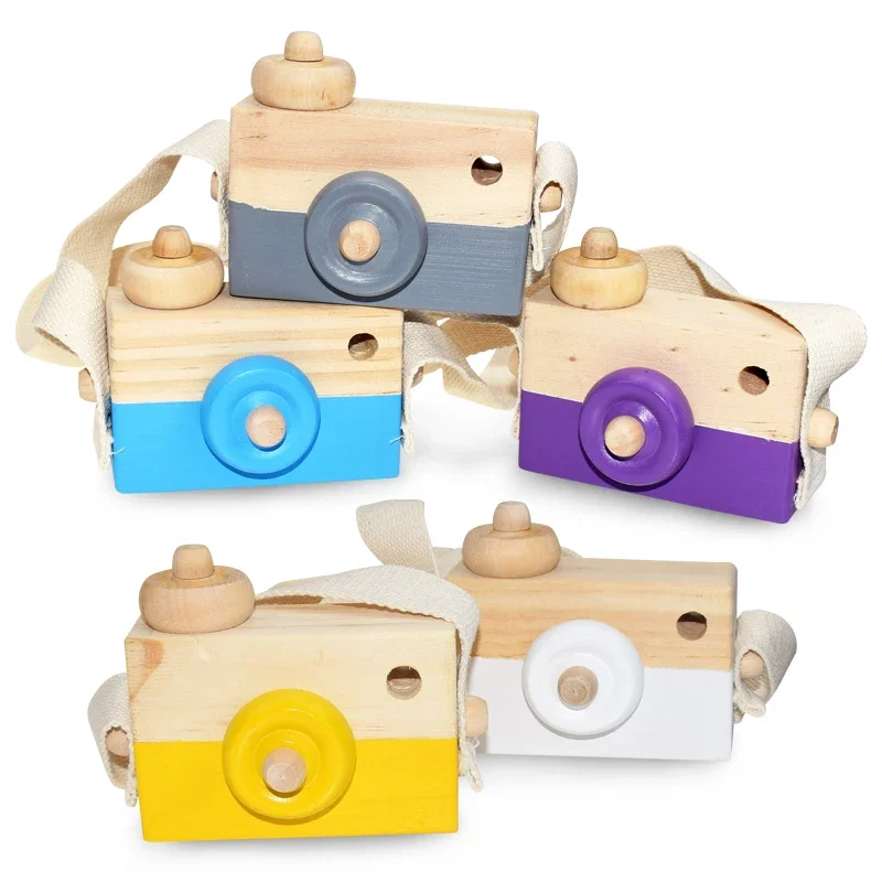 Cute Baby Toys Mini Hanging Wooden Camera Photography Toys for Kids Montessori Toy Gift Children Wooden DIY Presents