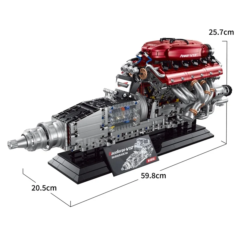 GULY 60555 V12 Engine Model Building Blocks Creative World Famous Car Engine Series City DIY Difficult Model Toy for  Gifts