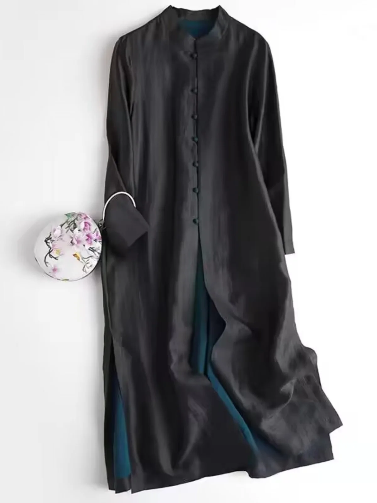 

Spring 2025 Long Sve Color Blo Women's Dr Korean Sle Windbreaker Skirt Loose Fit Commute Vintage Sle