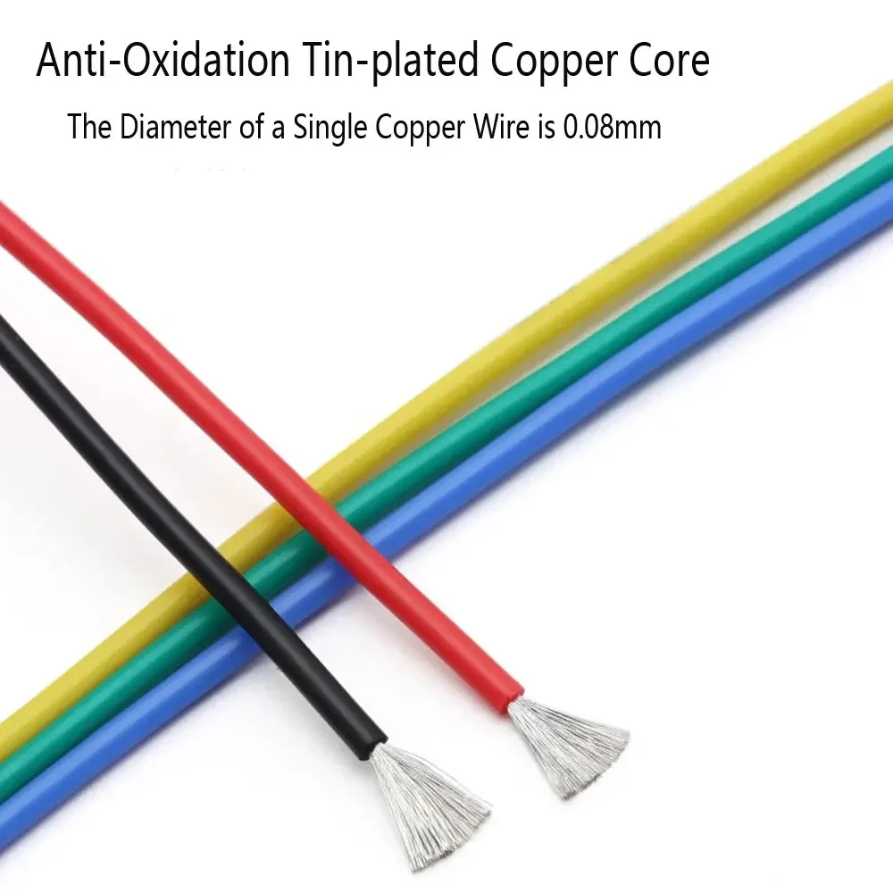 Hittebestendige Zachte Siliconen Draad 30/28/26/24/22/20/18AWG Hook-up Draad Flexibele Geïsoleerde Vertinde Koperdraad voor FPV RC Racing