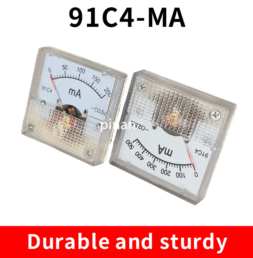 91C4- mA DC указатель, Миллиамперметр 1 мА, 5 мА, 10 мА, 50 мА, 100 мА, 200 мА, 300 мА, 500 мА, аналоговая Механическая пластина, настольный