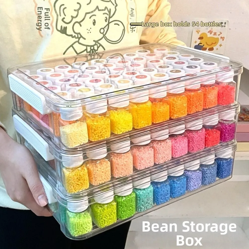 Large Capacity Fuse Beads Organizer with Cover Transparent Melting Beads Storage Case Clip Closure Space Saving