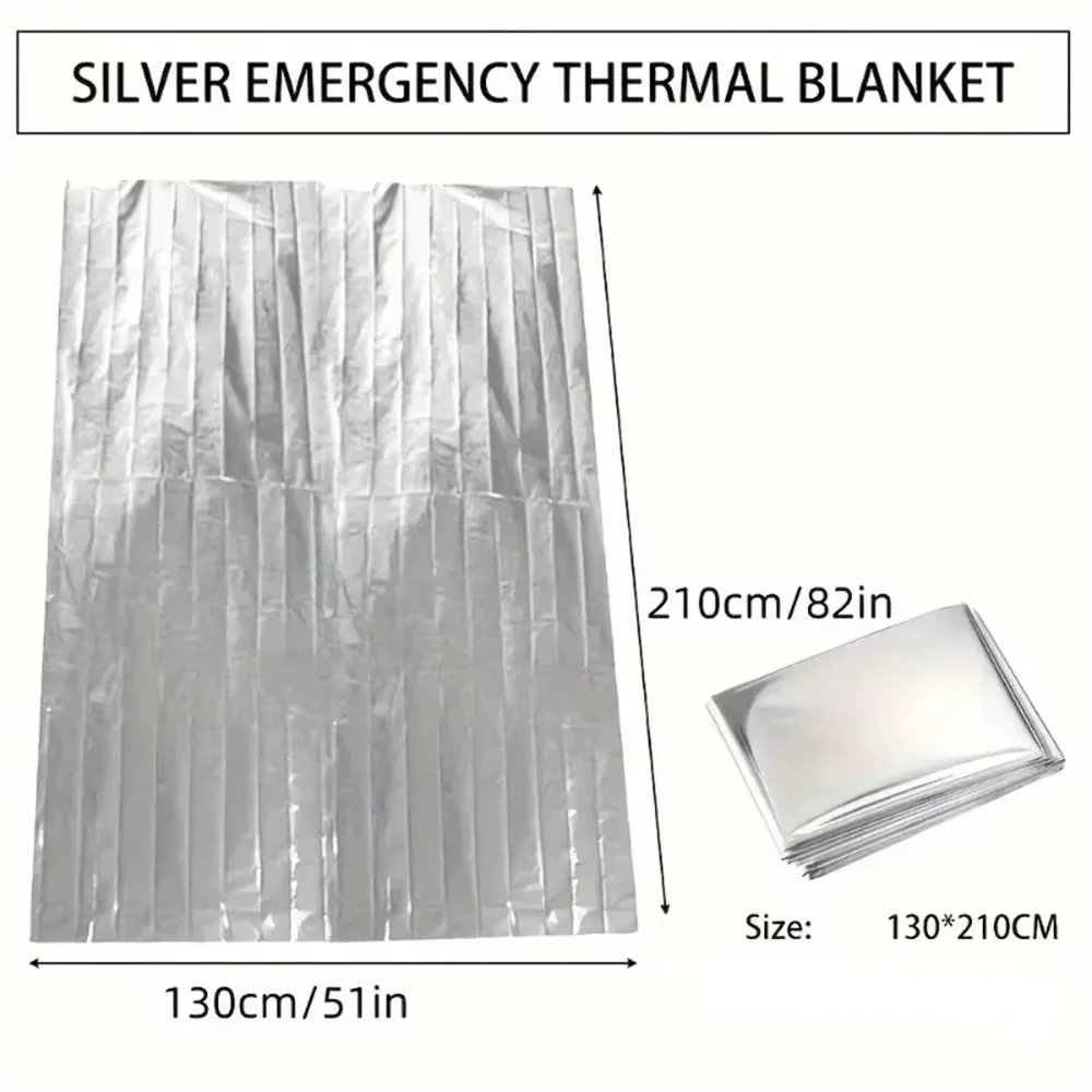 130x210cm Double-Sided Silver Insulation Blanket Emergency Survival Sunscreen Blanket for Outdoor Survival Kits