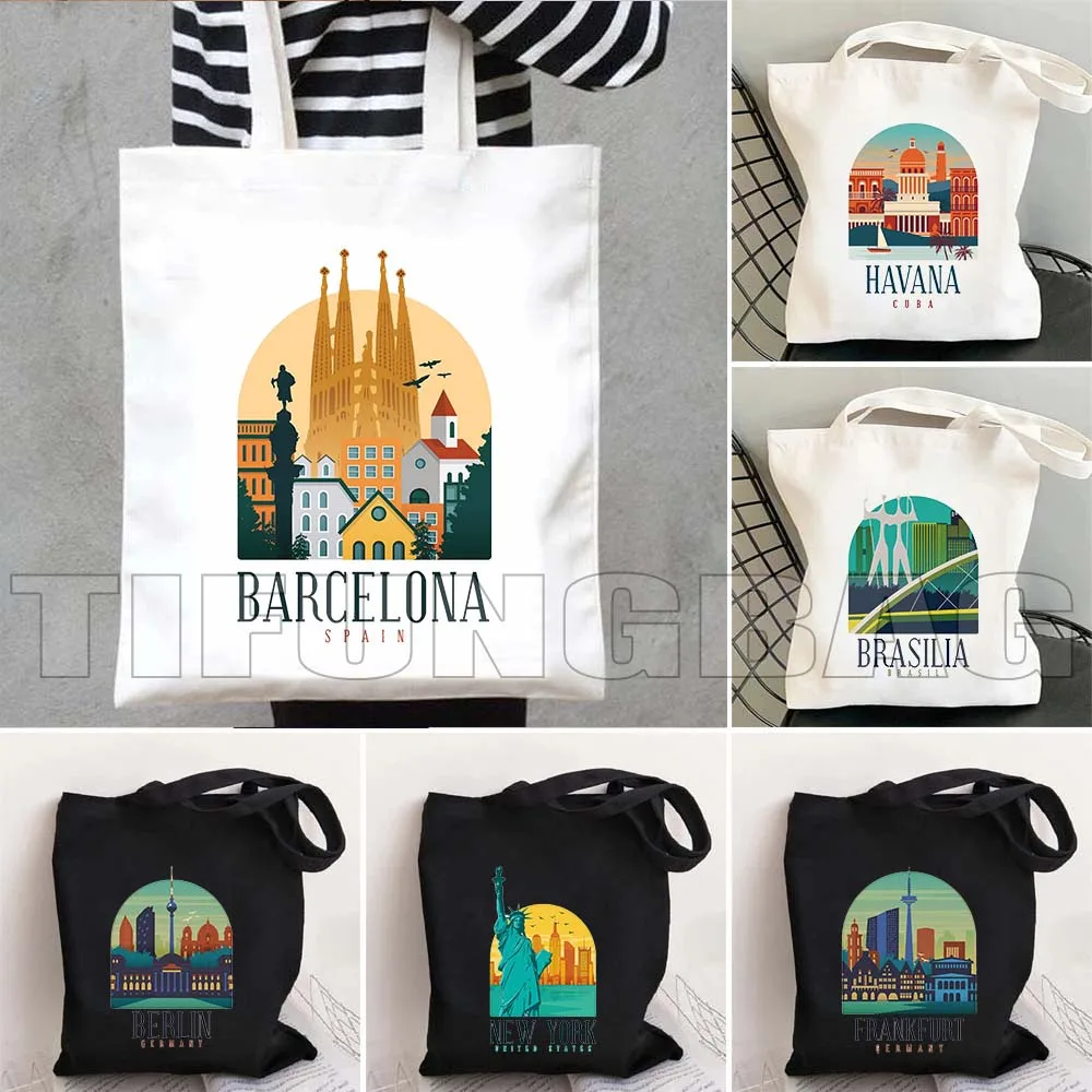 Brasilia Frankfurt Hamburg Havana London Mexico Miami New York Paris Rijeka Rome Split Tokyo Venice Zagreb Cute Tote Bag Handbag