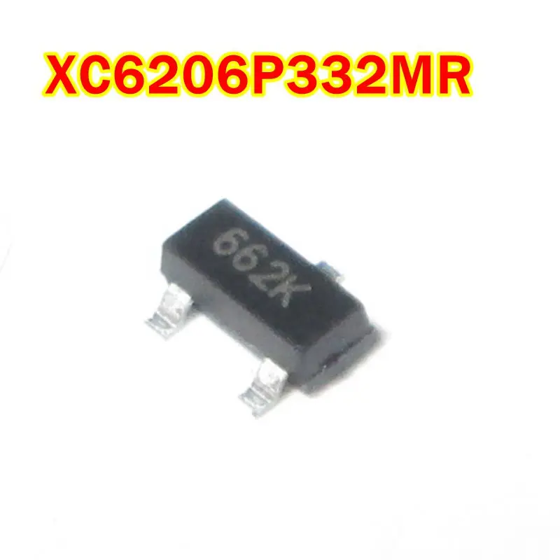 10pcs to 1000pcs New Original XC6206P332MR SOT-23 marking code:662K