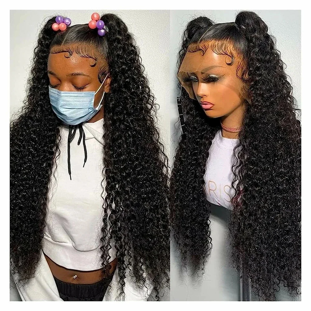 Nadine 13x4 Deep Wave Transparent Lace Front Human Hair Wigs For Women 36 Inch 13x6 Lace Wig Wet And Wavy Remy Water Curly Wig