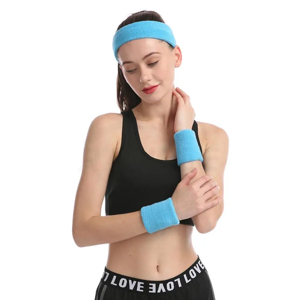 3Pcs/set Women Men Sports Headband Sweatband Stretch Elastic Outdoor Sport Sweat Headband Wristband Gym Running Tennis Headwrap