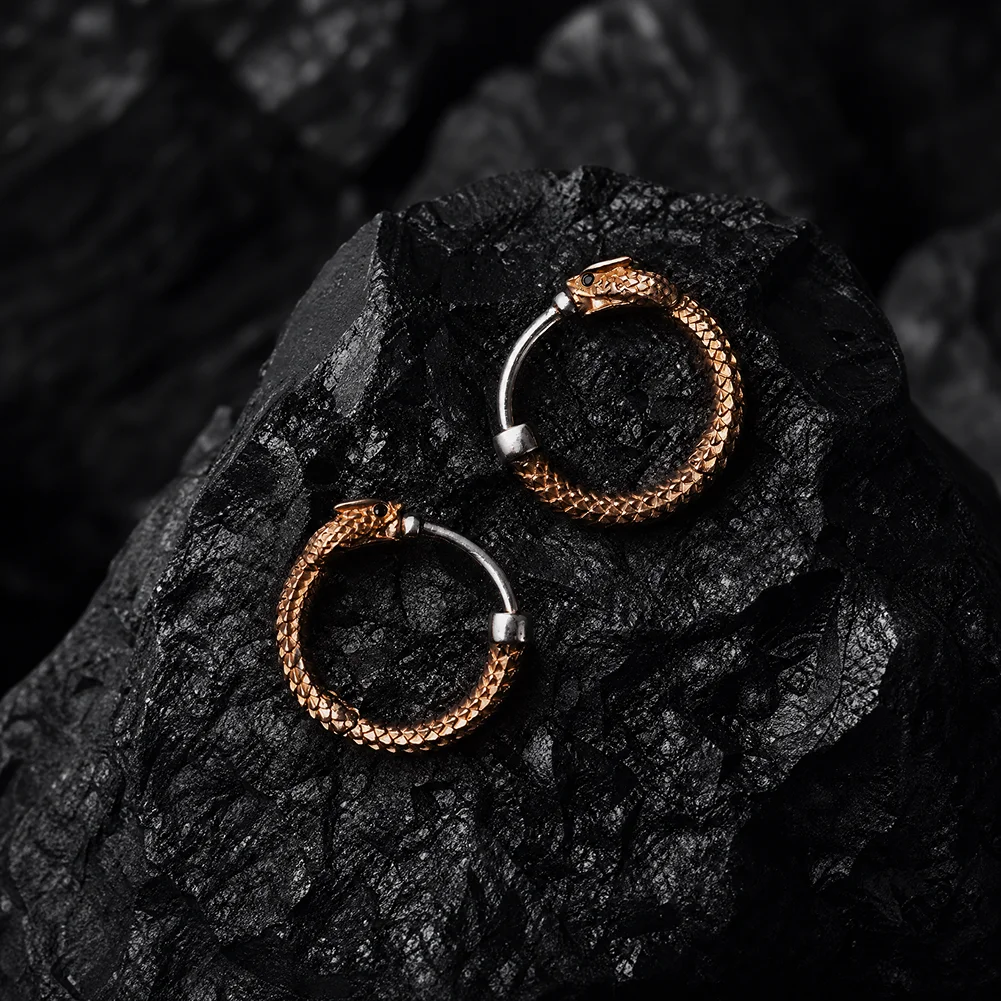 COPPERTIST.WU Ouroboros Earrings Snake Huggie Hoop Earrings for Women Men