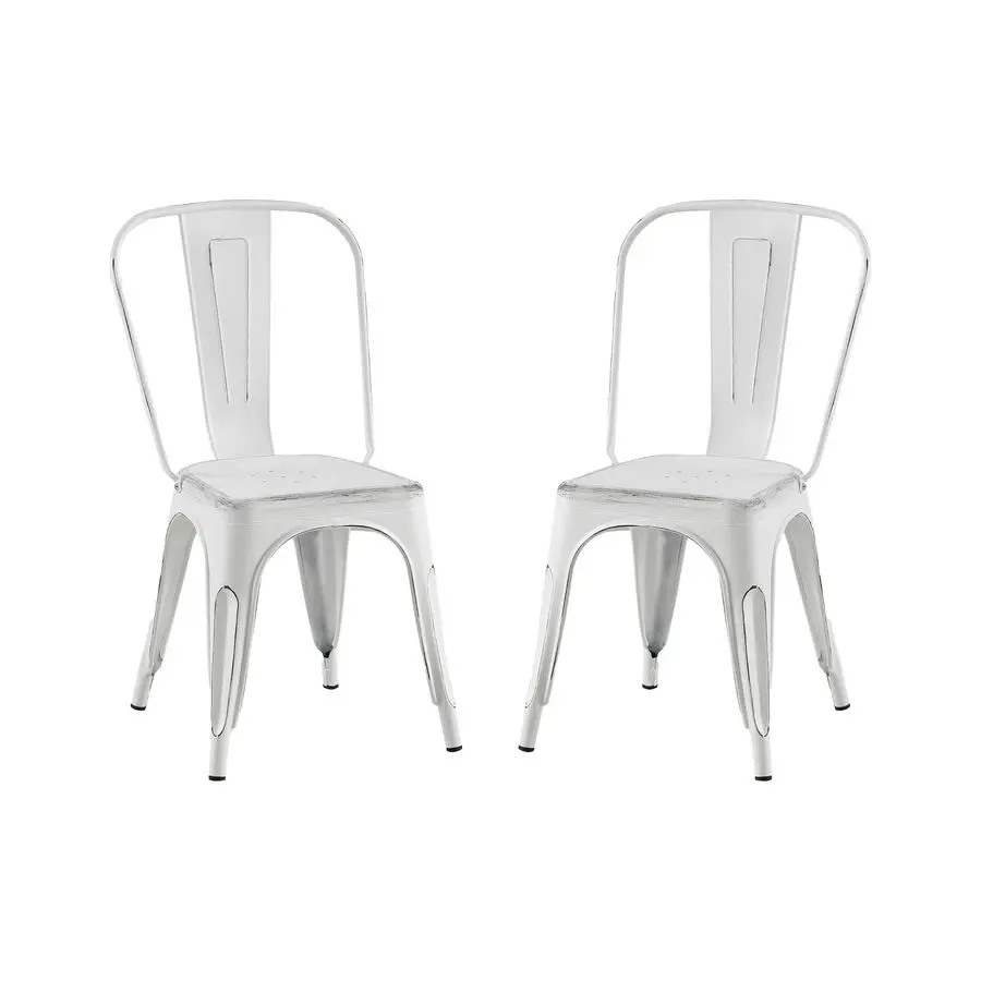 

Stackable Metal Dining Chairs Set of 2 for Indoor and Outdoor Use, Durable Stacking Seat, Farmhouse Kitchen, Bar, Patio, Bistro,