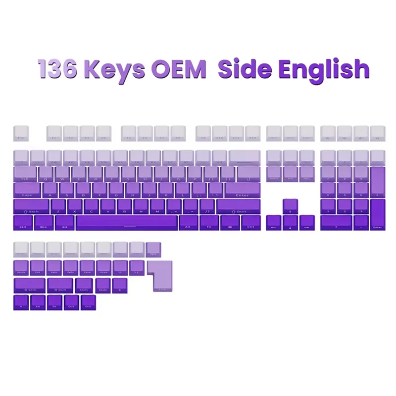 A42Z-136 Keys OEM-Profile PBT Keycaps Gradient Translucent Side Engraved Key Caps For Gaming Mechanical Keyboard