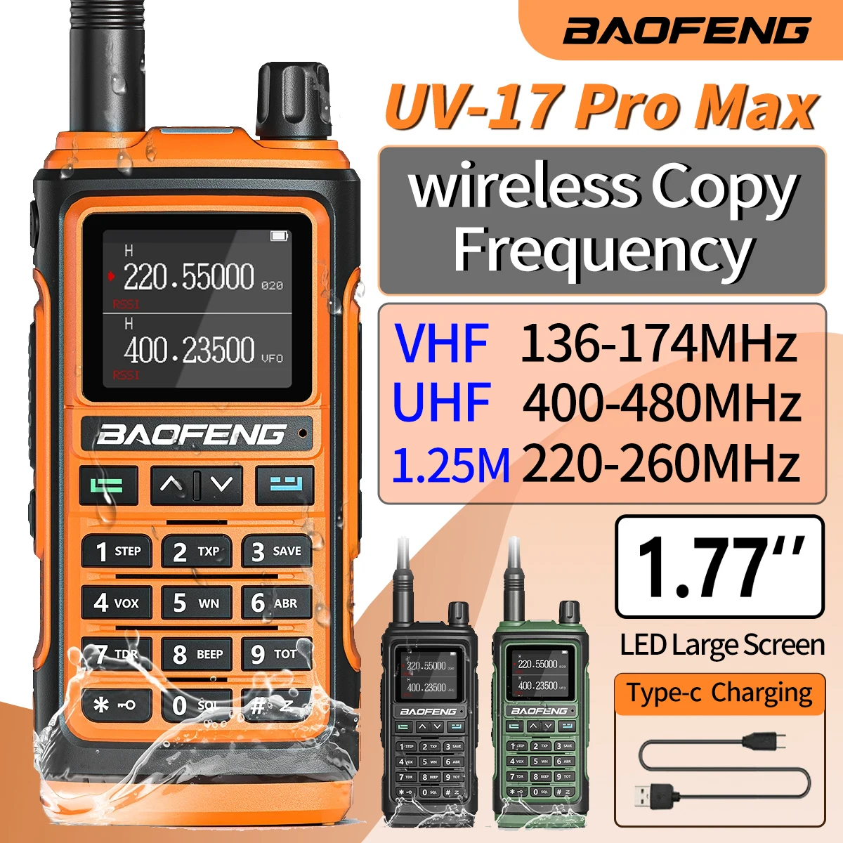 Baofeng UV-17 Pro Walkie Talkie Draadloze Kopieerfrequentie 999ch Lange Afstand Upgrade UV-5R K5 21 Pro Protable Tweeweg Ham Rad